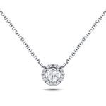 Diamond Halo Pendant Necklace 0.38ct G/SI Quality in 18k White Gold - All Diamond
