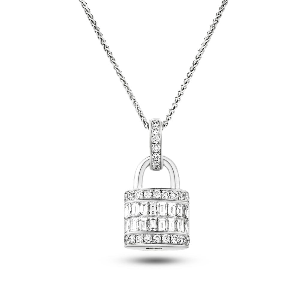 Diamond Handbag Pendant Necklace 1.10ct G/SI Quality 18k White Gold - All Diamond