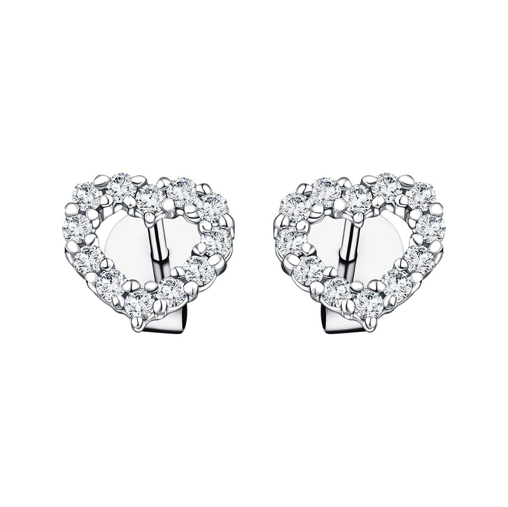 Diamond Heart Earrings 0.33ct G/SI Quality in 18k White Gold - All Diamond