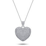 Diamond Heart Pendant Necklace 1.00ct G/SI 9k White Gold 18.4mm - All Diamond
