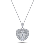 Diamond Heart Pendant Necklace 1.45ct G/SI Quality 18k in White Gold - All Diamond