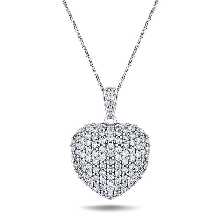 Diamond Heart Pendant Necklace 1.45ct G/SI Quality 18k in White Gold