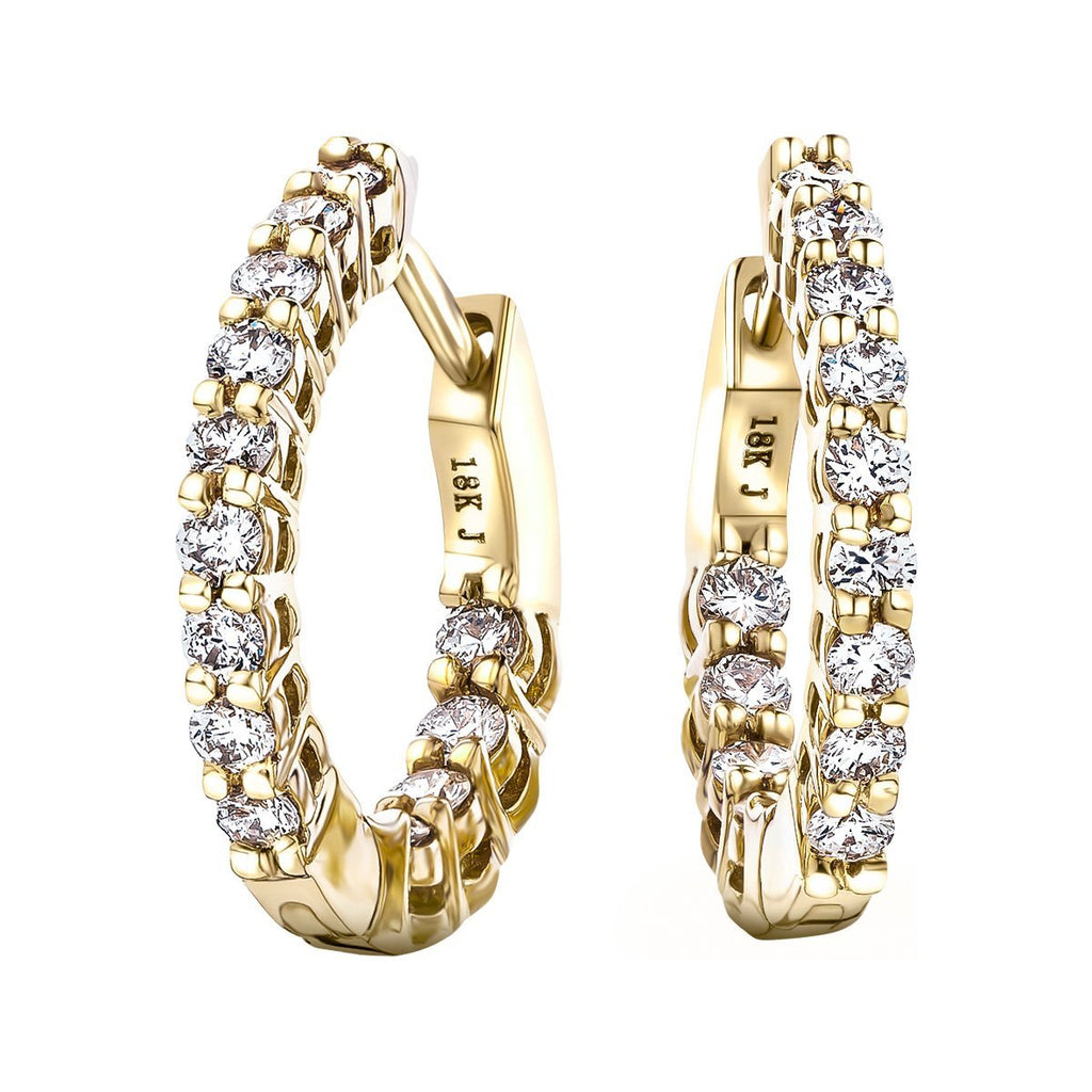 Quality Gold 14k 3x40mm Polished Square Tube Round Hoop Earrings PRE232 -  Casale Jewelers