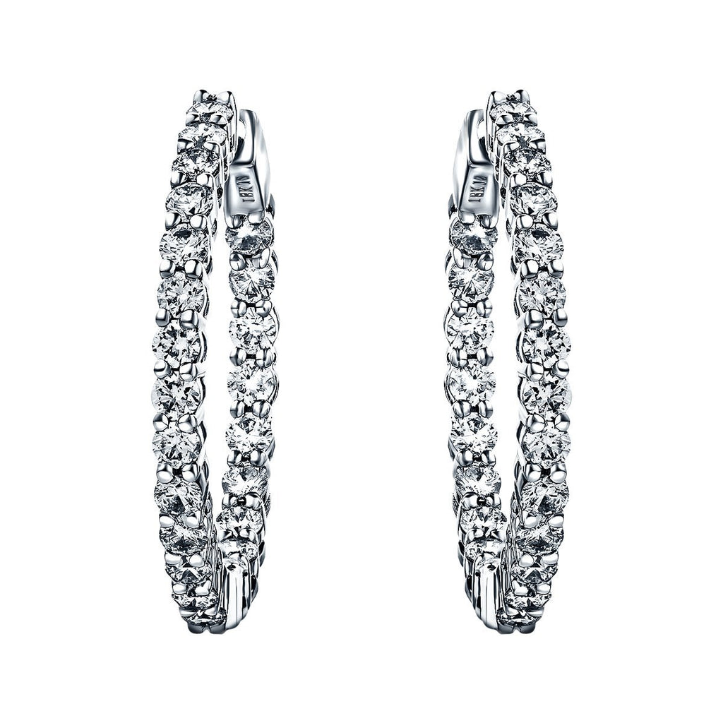 Diamond Hoop Earrings 1.00ct G/SI Quality Diamonds 18k White Gold - All Diamond