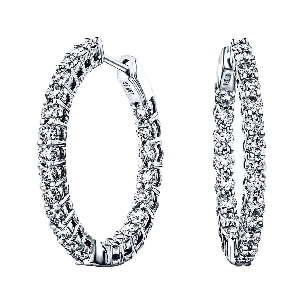 Diamond Hoop Earrings 2.00ct G/SI Quality Diamonds 18k White Gold - All Diamond