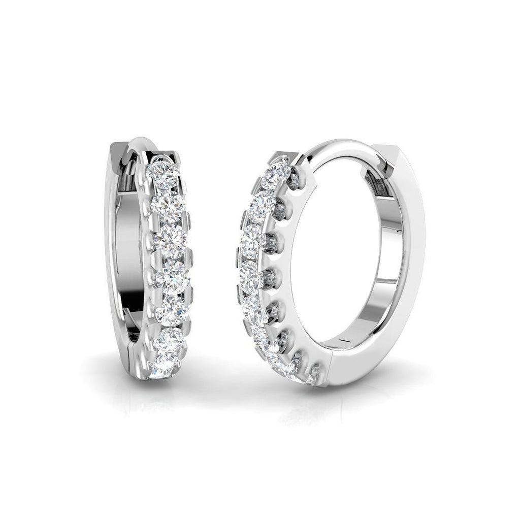 Diamond Huggie Hoop Earrings 0.08ct G/SI Quality in 9k White Gold - All Diamond