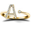 Diamond Initial 'A' Ring 0.10ct Premium Quality in 18k Yellow Gold - All Diamond