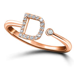 Diamond Initial 'D' Ring 0.10ct Premium Quality in 18k Rose Gold - All Diamond