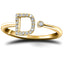Diamond Initial 'D' Ring 0.10ct Premium Quality in 18k Yellow Gold - All Diamond