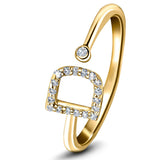 Diamond Initial 'D' Ring 0.10ct Premium Quality in 18k Yellow Gold - All Diamond