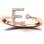Diamond Initial 'E' Ring 0.10ct Premium Quality in 18k Rose Gold - All Diamond