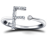 Diamond Initial 'F' Ring 0.10ct Premium Quality in 18k White Gold - All Diamond