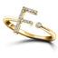 Diamond Initial 'F' Ring 0.10ct Premium Quality in 18k Yellow Gold - All Diamond