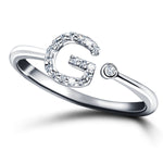 Diamond Initial 'G' Ring 0.10ct Premium Quality in 18k White Gold - All Diamond