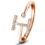 Diamond Initial 'I' Ring 0.10ct Premium Quality in 18k Rose Gold