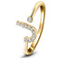 Diamond Initial 'J' Ring 0.10ct Premium Quality in 18k Yellow Gold