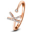 Diamond Initial 'K' Ring 0.10ct Premium Quality in 18k Rose Gold - All Diamond