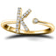 Diamond Initial 'K' Ring 0.10ct Premium Quality in 18k Yellow Gold - All Diamond