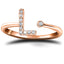Diamond Initial 'L' Ring 0.10ct Premium Quality in 18k Rose Gold - All Diamond