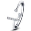 Diamond Initial 'L' Ring 0.10ct Premium Quality in 18k White Gold - All Diamond