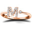 Diamond Initial 'M' Ring 0.10ct Premium Quality in 18k Rose Gold - All Diamond