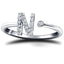 Diamond Initial 'N' Ring 0.10ct Premium Quality in 18k White Gold - All Diamond