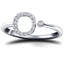 Diamond Initial 'O' Ring 0.10ct Premium Quality in 18k White Gold - All Diamond