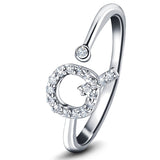 Diamond Initial 'Q' Ring 0.10ct Premium Quality in 18k White Gold - All Diamond