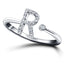 Diamond Initial 'R' Ring 0.10ct Premium Quality in 18k White Gold - All Diamond
