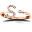 Diamond Initial 'S' Ring 0.10ct Premium Quality in 18k Rose Gold - All Diamond