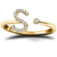 Diamond Initial 'S' Ring 0.10ct Premium Quality in 18k Yellow Gold - All Diamond