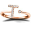 Diamond Initial 'T' Ring 0.10ct Premium Quality in 18k Rose Gold - All Diamond