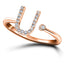 Diamond Initial 'U' Ring 0.10ct Premium Quality in 18k Rose Gold - All Diamond