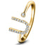 Diamond Initial 'U' Ring 0.10ct Premium Quality in 18k Yellow Gold