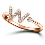 Diamond Initial 'W' Ring 0.10ct Premium Quality in 18k Rose Gold - All Diamond