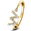 Diamond Initial 'W' Ring 0.10ct Premium Quality in 18k Yellow Gold - All Diamond