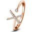 Diamond Initial 'X' Ring 0.10ct Premium Quality in 18k Rose Gold
