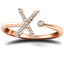 Diamond Initial 'X' Ring 0.10ct Premium Quality in 18k Rose Gold - All Diamond