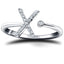 Diamond Initial 'X' Ring 0.10ct Premium Quality in 18k White Gold - All Diamond