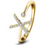 Diamond Initial 'X' Ring 0.10ct Premium Quality in 18k Yellow Gold - All Diamond