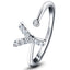Diamond Initial 'Y' Ring 0.10ct Premium Quality in 18k White Gold