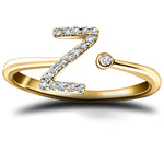 Diamond Initial 'Z' Ring 0.10ct Premium Quality in 18k Yellow Gold - All Diamond