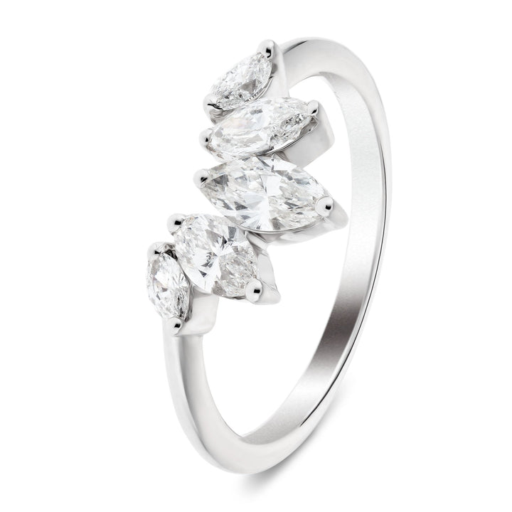 Diamond Marquise Crown Ring 0.60ct G/SI Quality in 18k White Gold