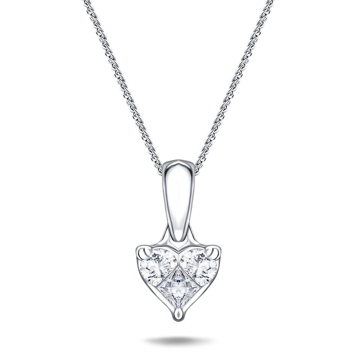 Diamond Pendant Necklace 0.25ct G/SI Quality 18k White Gold 6.5x12.3 - All Diamond