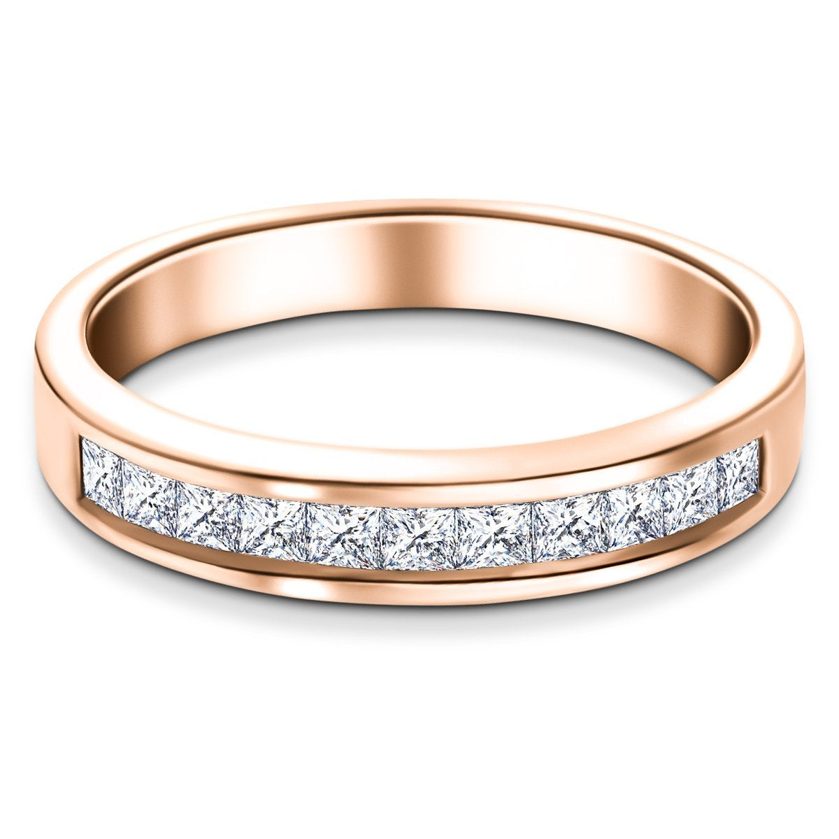 Diamond Princess Half Eternity Ring 0.50ct G/SI 18k Rose Gold 3.8mm - All Diamond