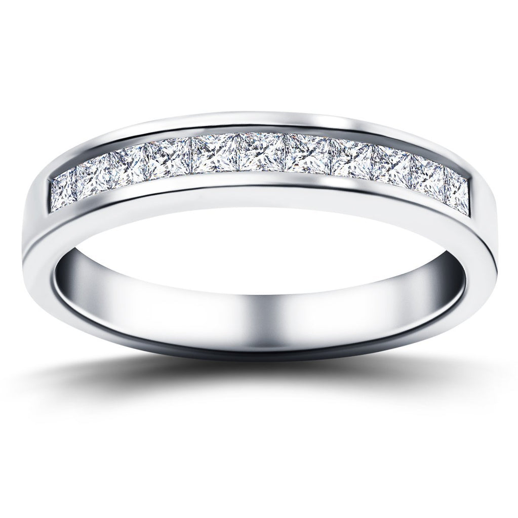 Diamond Princess Half Eternity Ring 0.50ct G/SI in Platinum 3.8mm - All Diamond