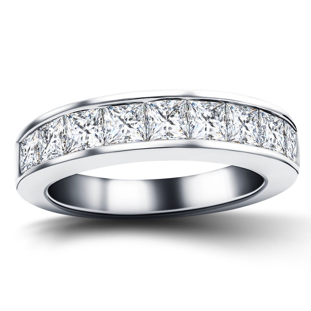 Diamond Princess Half Eternity Ring 1.20ct G/SI 18k White Gold 4.3mm - All Diamond