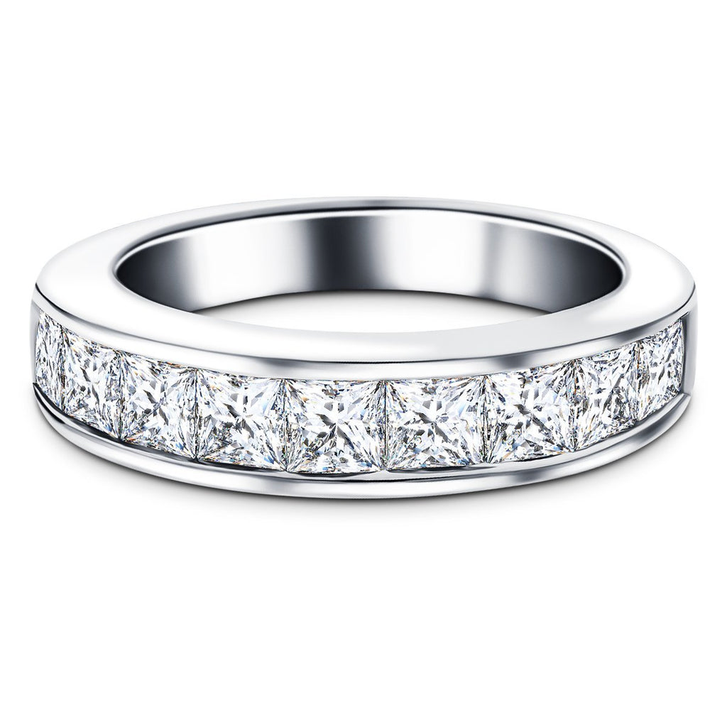 Diamond Princess Half Eternity Ring 1.40ct G/SI 18k White Gold 4.5mm - All Diamond
