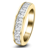 Diamond Princess Half Eternity Ring 1.40ct G/SI 18k Yellow Gold 4.5mm - All Diamond