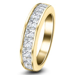 Diamond Princess Half Eternity Ring 1.50ct G/SI 18k Yellow Gold 4.4mm - All Diamond